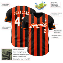 Load image into Gallery viewer, Custom Black White-Orange Classic Vertical Stripe Fluid Liquid Texture Authentic Baseball Jersey