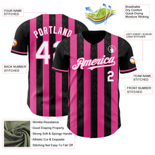 Load image into Gallery viewer, Custom Black White-Pink Classic Vertical Stripe Fluid Liquid Texture Authentic Baseball Jersey
