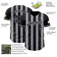 Laden Sie das Bild in den Galerie-Viewer, Custom Black-Gray Classic Vertical Stripe Fluid Liquid Texture Authentic Baseball Jersey