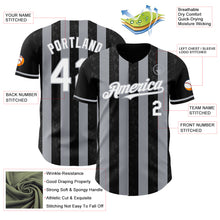 Laden Sie das Bild in den Galerie-Viewer, Custom Black White-Gray Classic Vertical Stripe Fluid Liquid Texture Authentic Baseball Jersey