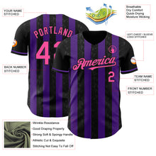 Charger l'image dans la galerie, Custom Black Pink-Purple Classic Vertical Stripe Fluid Liquid Texture Authentic Baseball Jersey