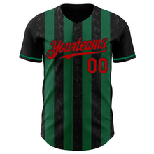 Charger l'image dans la galerie, Custom Black Red-Kelly Green Classic Vertical Stripe Fluid Liquid Texture Authentic Baseball Jersey