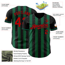 Charger l'image dans la galerie, Custom Black Red-Kelly Green Classic Vertical Stripe Fluid Liquid Texture Authentic Baseball Jersey