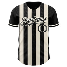 Загрузить изображение в средство просмотра галереи, Custom Black Cream-Cream Classic Vertical Stripe Fluid Liquid Texture Authentic Baseball Jersey
