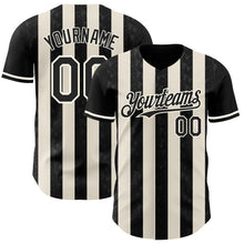 Загрузить изображение в средство просмотра галереи, Custom Black Cream-Cream Classic Vertical Stripe Fluid Liquid Texture Authentic Baseball Jersey