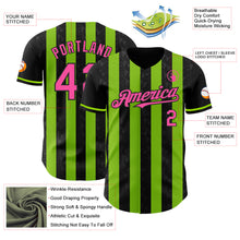 Загрузить изображение в средство просмотра галереи, Custom Black Pink-Neon Green Classic Vertical Stripe Fluid Liquid Texture Authentic Baseball Jersey