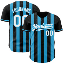 Загрузить изображение в средство просмотра галереи, Custom Black White-Sky Blue Classic Vertical Stripe Fluid Liquid Texture Authentic Baseball Jersey