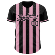 Charger l'image dans la galerie, Custom Black-Light Pink Classic Vertical Stripe Fluid Liquid Texture Authentic Baseball Jersey