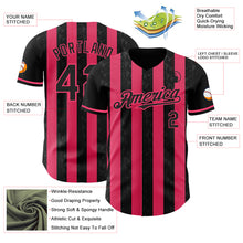 Laden Sie das Bild in den Galerie-Viewer, Custom Black-Neon Pink Classic Vertical Stripe Fluid Liquid Texture Authentic Baseball Jersey