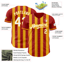 Загрузить изображение в средство просмотра галереи, Custom Red White-Gold Classic Vertical Stripe Fluid Liquid Texture Authentic Baseball Jersey