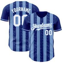 Laden Sie das Bild in den Galerie-Viewer, Custom Royal White-Light Blue Classic Vertical Stripe Fluid Liquid Texture Authentic Baseball Jersey