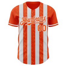 Laden Sie das Bild in den Galerie-Viewer, Custom Orange-White Classic Vertical Stripe Fluid Liquid Texture Authentic Baseball Jersey
