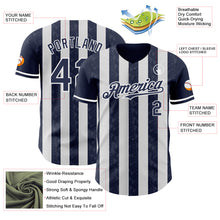Laden Sie das Bild in den Galerie-Viewer, Custom Navy-White Classic Vertical Stripe Fluid Liquid Texture Authentic Baseball Jersey