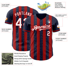 Charger l'image dans la galerie, Custom Navy White-Red Classic Vertical Stripe Fluid Liquid Texture Authentic Baseball Jersey