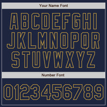 Charger l'image dans la galerie, Custom Navy-Old Gold Classic Vertical Stripe Fluid Liquid Texture Authentic Baseball Jersey