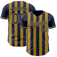 Charger l'image dans la galerie, Custom Navy-Old Gold Classic Vertical Stripe Fluid Liquid Texture Authentic Baseball Jersey
