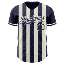 Charger l'image dans la galerie, Custom Navy Cream-Cream Classic Vertical Stripe Fluid Liquid Texture Authentic Baseball Jersey
