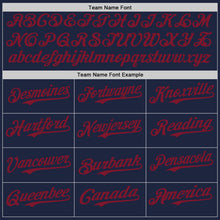 Load image into Gallery viewer, Custom Navy Crimson-Cream Classic Vertical Stripe Fluid Liquid Texture Authentic Baseball Jersey