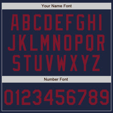 Load image into Gallery viewer, Custom Navy Crimson-Cream Classic Vertical Stripe Fluid Liquid Texture Authentic Baseball Jersey