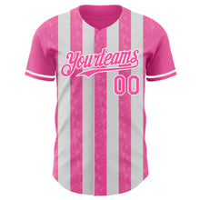 Load image into Gallery viewer, Custom Pink-White Classic Vertical Stripe Fluid Liquid Texture Authentic Baseball Jersey