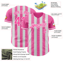 Load image into Gallery viewer, Custom Pink-White Classic Vertical Stripe Fluid Liquid Texture Authentic Baseball Jersey