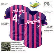 Load image into Gallery viewer, Custom Purple White-Pink Classic Vertical Stripe Fluid Liquid Texture Authentic Baseball Jersey