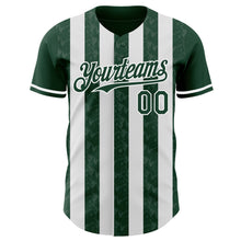 Load image into Gallery viewer, Custom Green-White Classic Vertical Stripe Fluid Liquid Texture Authentic Baseball Jersey