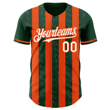 Charger l'image dans la galerie, Custom Green White-Orange Classic Vertical Stripe Fluid Liquid Texture Authentic Baseball Jersey