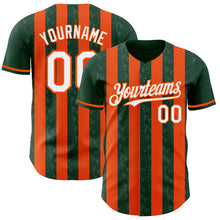 Charger l'image dans la galerie, Custom Green White-Orange Classic Vertical Stripe Fluid Liquid Texture Authentic Baseball Jersey
