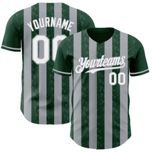 Laden Sie das Bild in den Galerie-Viewer, Custom Green White-Gray Classic Vertical Stripe Fluid Liquid Texture Authentic Baseball Jersey