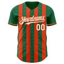 Charger l'image dans la galerie, Custom Kelly Green White-Orange Classic Vertical Stripe Fluid Liquid Texture Authentic Baseball Jersey