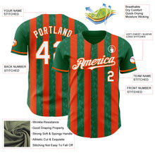 Charger l'image dans la galerie, Custom Kelly Green White-Orange Classic Vertical Stripe Fluid Liquid Texture Authentic Baseball Jersey