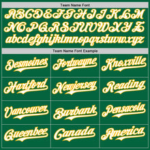 Load image into Gallery viewer, Custom Kelly Green White-Gold Classic Vertical Stripe Fluid Liquid Texture Authentic Baseball Jersey