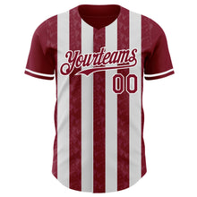 Load image into Gallery viewer, Custom Crimson-White Classic Vertical Stripe Fluid Liquid Texture Authentic Baseball Jersey