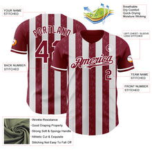 Load image into Gallery viewer, Custom Crimson-White Classic Vertical Stripe Fluid Liquid Texture Authentic Baseball Jersey