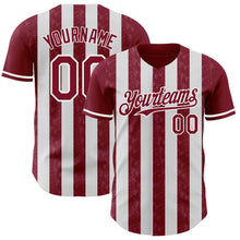 Load image into Gallery viewer, Custom Crimson-White Classic Vertical Stripe Fluid Liquid Texture Authentic Baseball Jersey