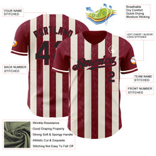 Load image into Gallery viewer, Custom Crimson Black-Cream Classic Vertical Stripe Fluid Liquid Texture Authentic Baseball Jersey