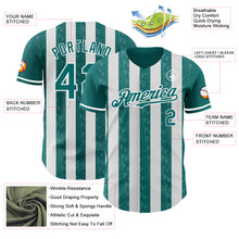 Load image into Gallery viewer, Custom Teal-White Classic Vertical Stripe Fluid Liquid Texture Authentic Baseball Jersey