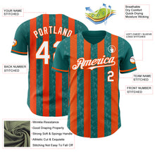 Laden Sie das Bild in den Galerie-Viewer, Custom Teal White-Orange Classic Vertical Stripe Fluid Liquid Texture Authentic Baseball Jersey