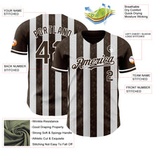 Load image into Gallery viewer, Custom Brown-White Classic Vertical Stripe Fluid Liquid Texture Authentic Baseball Jersey