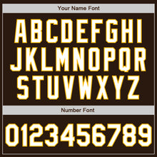 Load image into Gallery viewer, Custom Brown White-Gold Classic Vertical Stripe Fluid Liquid Texture Authentic Baseball Jersey