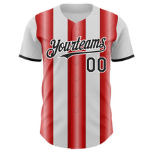 Load image into Gallery viewer, Custom White Black-Red Gradient Vertical Stripe Argentina Style Authentic Baseball Jersey