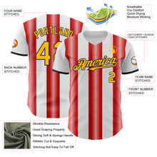 Charger l'image dans la galerie, Custom White Gold Red-Black Gradient Vertical Stripe Argentina Style Authentic Baseball Jersey