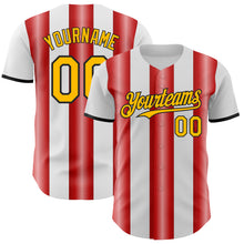 Charger l'image dans la galerie, Custom White Gold Red-Black Gradient Vertical Stripe Argentina Style Authentic Baseball Jersey