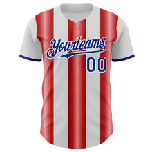 Load image into Gallery viewer, Custom White Royal-Red Gradient Vertical Stripe Argentina Style Authentic Baseball Jersey