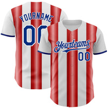 Load image into Gallery viewer, Custom White Royal-Red Gradient Vertical Stripe Argentina Style Authentic Baseball Jersey