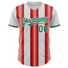 Charger l'image dans la galerie, Custom White Kelly Green-Red Gradient Vertical Stripe Argentina Style Authentic Baseball Jersey