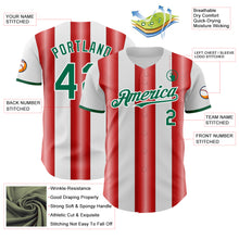 Charger l'image dans la galerie, Custom White Kelly Green-Red Gradient Vertical Stripe Argentina Style Authentic Baseball Jersey
