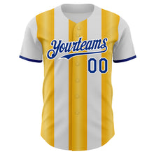 Charger l'image dans la galerie, Custom White Royal-Gold Gradient Vertical Stripe Argentina Style Authentic Baseball Jersey