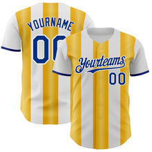 Charger l'image dans la galerie, Custom White Royal-Gold Gradient Vertical Stripe Argentina Style Authentic Baseball Jersey